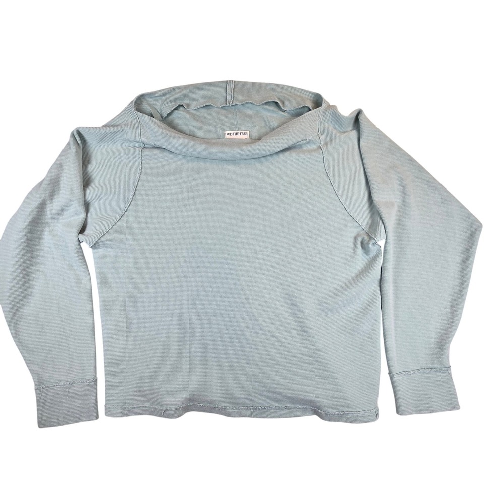 We The Free People Sammie Thermal Top Size M Mint Green Oversized Off Shoulder
